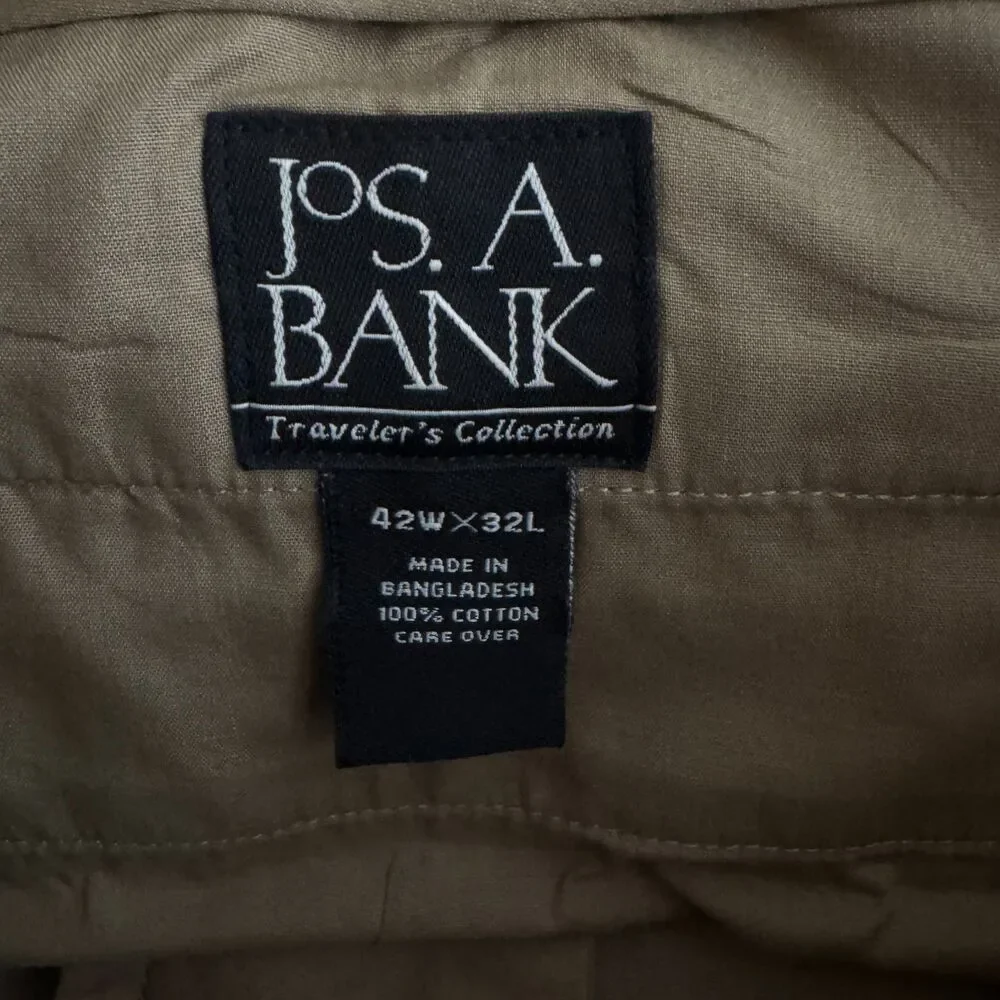 New JoS. A. Bank Travelers Brushed Twill Pant Wrinkle Resistant Mens Size 42x32